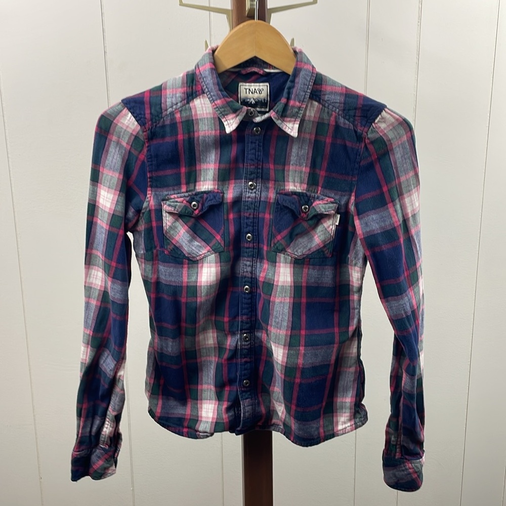 TNA Pink Plaid EL Dorado Fitted Button Down Flannel